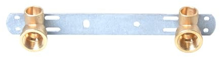 Aqbau® Montageeinheit, Montageplatte, Wandscheibe Für Badezimmerarmaturen, Wasser Trinkwasser Messing Metall, Montageplatte wasseranschluss 1/2 x 15mm Abstandsmaß von 150 mm