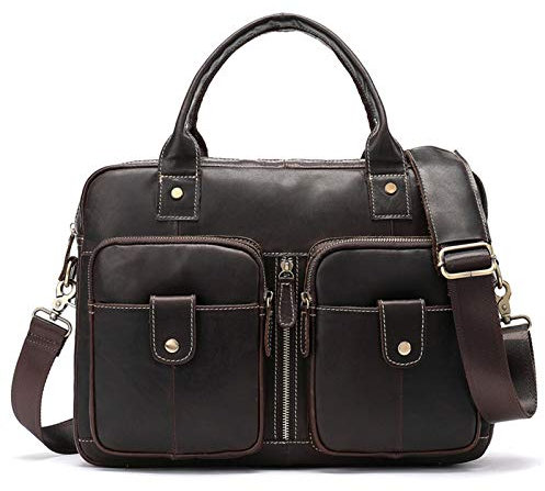 Businesstasche Aktentasche Männer Handtasche, Männer-Laptop-Schulter-Beutel Bussiness-Aktenkoffer echtes Leder Umhängetasche Handtasche Reisebüro Kurier Tasche Messenger-Taschen-Tasche Jungen Messenge