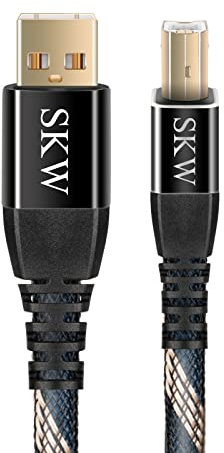 SKW Cable de impresora USB 1 M, cable de escáner USB A a USB B 2.0 para impresoras HP, Canon, Epson, Lexmark, Brother, Samsung, etc.(1m)