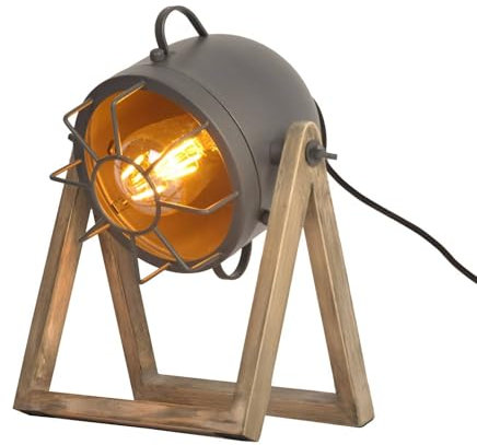 Lampada da tavolo vintage in legno TACHICOM E27
