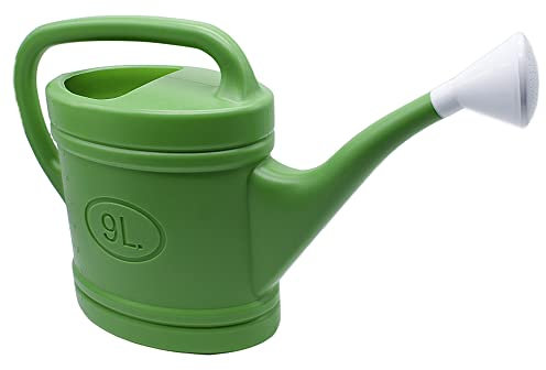 CABLEPELADO Regadera de Plástico Interior-Exterior, 9 Litros, Pico, Asa de Transporte, Cabezal Efecto Lluvia, Verde