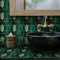 funlife Peel and Stick Wall Tiles, Stick on Tiles Self-Adhesive Square Tile Stickers, Water Resistant Art Deco Backsplash for Kitchen Bathroom, Holographic Emerald Green Tile(15x15cm-10pcs)