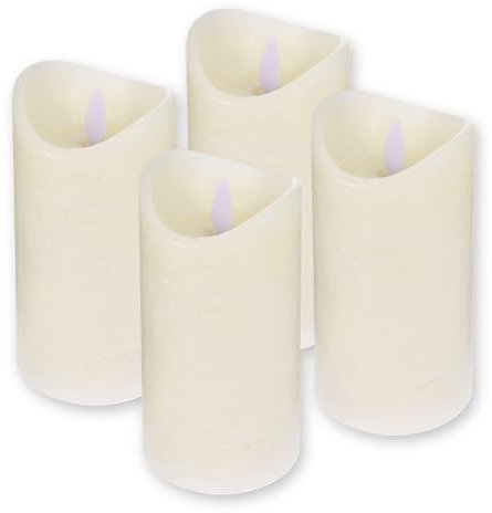 ToCi 4 x LED Kerzen Creme 7,5 x 15 cm – Echtwachskerzen flammenlos mit beweglicher Flamme & Timer - Stumpenkerzen mit LED-Licht für Advent, Deko, Grablicht, Innenbereich