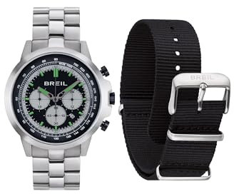 BREIL - Herren-Chronograph X Large Pro Collection TW1919 - Accessoires - Herrenuhr mit satiniertem Stahlgehäuse, schwarzes Zifferblatt - auswechselbares schwarzes Stoffarmband - wasserdicht bis 10 atm