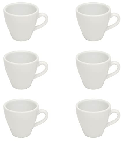 Gastro Spirit - 6er Espresso-Tassen Set - Weiß, 90 ml, Porzellan, dickwandig, spülmaschinenfest, italienisches Design - 6-teiliges Kaffee-Tassen Set