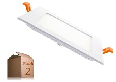 ONSSI Placa LED Cuadrada 220x220 mm,20W (Pack 2) 2000 Lúmenes Blanco Frío 6000k Panel Led Super Slim Empotrado Marco Blanco…