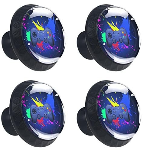 Paquete de 4 tiradores redondos para cajones de cocina, tiradores de puerta de cristal para cofre, muebles, armarios, aparadores, armarios, con tornillos