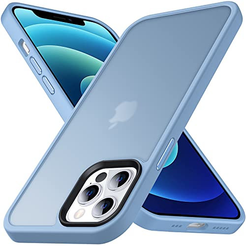 Anqrp Zero Serie Kompatibel mit iPhone 12/12 Pro Hülle, Minimalistische Transluzente Matte Schutzhülle, Military Grade Handyhülle für iPhone 12/12 Pro mit Silikon 6,1 Zoll, Blau