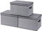 YheenLf Clothing Storage Bins, Blanket Baskets for Shelves, Fabric Cubes with Handles and Lids, Decorative Linen Closet Organizers Boxes, Gray, 3 Pack, 42×30×26cm