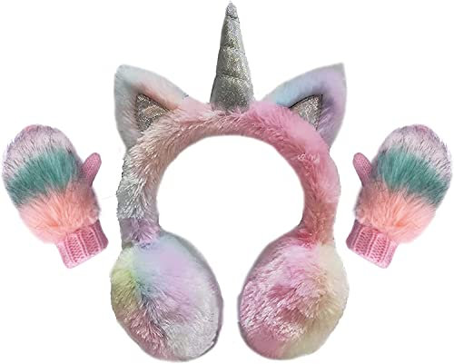 Gifts Treat Cache-oreilles pour filles et garçons, unisexe pour enfants, cache-oreilles tricotés avec motif animal, Couleur licorne 2, 3-6 ans