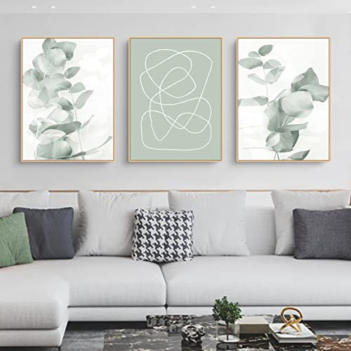Trayosin Poster 3er Set Wandbilder, Premium Herbst Grüne Blätter Kunstposter, Print Bilder Wandposter Posterset Wandbilder für Wohnzimmer Schlafzimmer, Ohne Rahmen (30x40cm)
