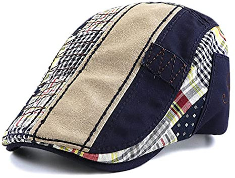 JFAN SchiebermüTze Herren Baumwolle SchirmmüTze Herren Einstellbar Newsboy Cap Flatcap Barett Herren,Dunkelblau Einheitsgröße