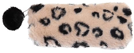 JIHUOO Plüsch Federmäppchen Leopard Mäppchen Kosmetiktasche Federmappe Federtasche Bleistift Beutel Kulturtasche Aufbewahrungstasche für Mädchen Damen