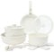 Country Kitchen 13 Piece Pots and Pans Set - Safe Nonstick Cookware Set Detachable Handle, Kitchen Cookware with Removable Handle, RV Cookware Set, Oven Safe (Cream) (YFAC13RH CRM)