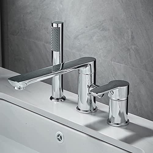 YRUIIA Robinet Baignoire 3 Trous, Mitigeur 3 Trous Baignoire, Mitigeur Douche Salle de Bain Chrome,A