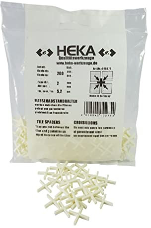 Fliesenkreuze 2 mm – 200 Stück | Kunststoff-Fugenhalter für Wand- & Bodenfliesen | Für gleichmäßige Fugenbreite | Dauerhaft in der Fuge | HEKA Qualitätswerkzeuge
