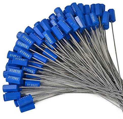 50 Sellos de Alambre de Acero Pull-Tite Etiquetas de Seguridad antimanipulación, Sellos de Alambre de Seguridad numerados, Bridas de Seguridad para Cables de Seguridad (Azul Oscuro)