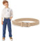 WHIPPY Kinder Gürtel Elastik Unisex Geflochtener elastischer Stretch Gürtel gewebter gürtel für Jungen und Mädchen Endspitze aus Leder mit Dornschließe, 3 cm breite,beige 90cm