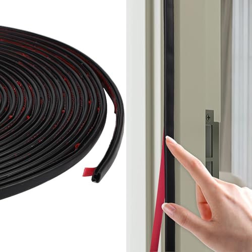 Türdichtung Dichtungsband Selbstklebend, Haustür Dichtung Gummi Dichtungsband,Dichtband Tür,Türdichtung Selbstklebend,Türdichtungen Door Seal Wasserdicht,6mm Dick (Schwarz, 15M)