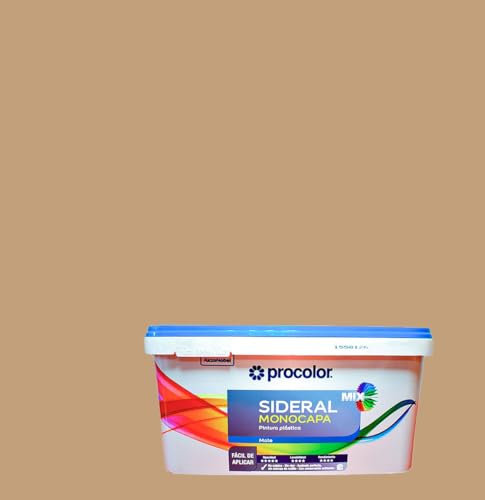 Pintura de Interior Monocapa Sideral Mix. Colores del Mundo. Alta cubrición, Lavable, Colores duraderos. Cubeta de 4 L. (4L., Marrón natural - Kenia)