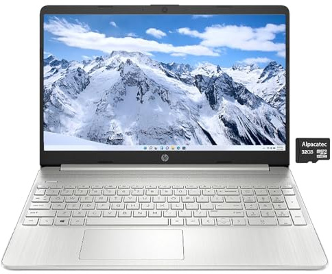 HP Laptop 15, laptop Full HD de 15.6 pulgadas 1920 x 1080 IPS, Intel Core i5-1135G7, 8 GB de RAM, SSD PCIe NVMe de 512 GB, Windows 11 Home, plata, tarjeta SD Alpacatec de 32 GB