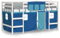 vidaXL Lit Mezzanine Enfants et Rideaux, Lit Surélevé pour Enfants avec Échelle, Meuble de Rangement Chambre, Moderne, Bleu 90x200 cm Bois Pin Massif