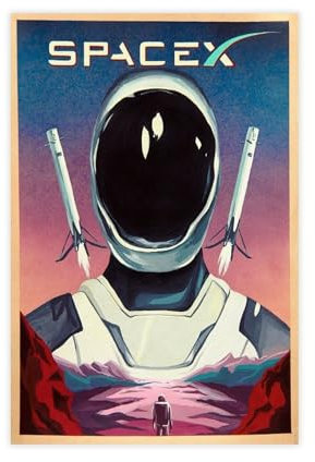 AAVEDA Spacex-Starman-Poster, Wandkunst, Dekordruck, Bild für Wohnzimmer, Schlafzimmer, Dekoration, ungerahmt, 30 x 45 cm