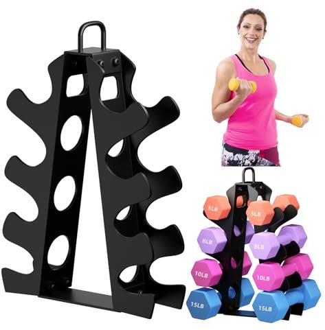 Funacay Hantelregal für Kurzhanteln, 4 Ebenen A-Frame Hantelregal Ständer nur, Alloy Stahl Hanteln Lagerung Rack mit Griff für Home Gyms Workout (Hanteln nicht enthalten)