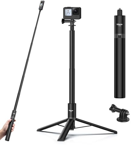 ULANZI 150cm Selfie Stick Stativ für Insta360 GO 3/X3/ONE RS/ONE X2/ONE X/GO 2/ONE R/ONE, TT52 Einbein Stativ für Action Cam Monopod Kompatible mit DJI usw.