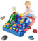 BASAMOU Circuit Voiture Enfant 3 4 5 6 Ans, Piste de Voiture Jouets d'aventure, Jouet éducatif et Interactif, Jeux Montessori Enfant Garçon Fille Cadeau, avec Hélicoptère et 4 Voiture (6 Touches)