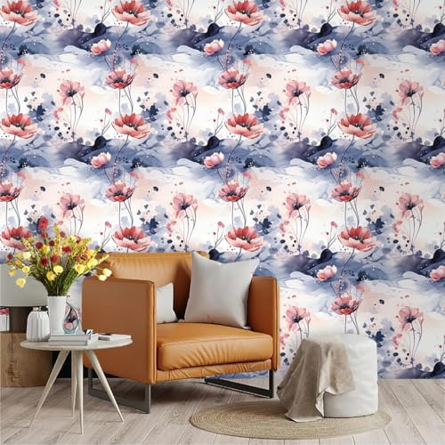 Selbstklebende Tapete Lotusblaue Ripple Strukturtapete Wandtattoo Schlafzimmer Tapete Selbstklebend Vliestapete Wallpaper for Living Room Tapeten Langlebig Wandschutzfolie 45x600cm