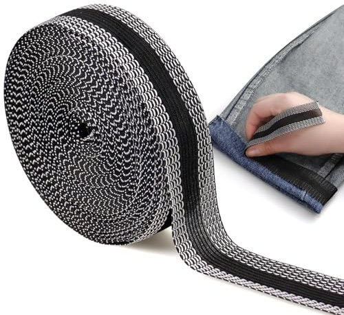 Bkemkri 1 Rollo de cinta de planchar para dobladillos, 10 metros de cinta autoadhesiva para dobladillos, cinta de planchar para dobladillos de cortinas, apta para pantalones, ropa y tejidos