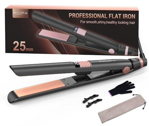 BESTOPE MIX Planchas del Pelo, 25MM Plancha de Pelo 2 en 1 Revestimiento Cerámico Pantalla LCD, Plancha Pelo Calentamiento Rápido Para Cabellos Gruesos, Encrespados y Largos, Placas Flotantes 80-230°C