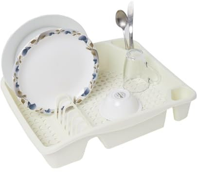VR7 Dish Drainer Rack for Kitchen Perfect for Plates Cups Large Size Dish Drying Rack Cream