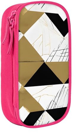 UENFFKDAP Fashion Modern Black White Gold Triangles Grande capacité Trousse à crayons Étudiant Trousse à cosmétiques Convient pour l'école et le bureau Unisexe, rose, Taille unique, Trousse de
