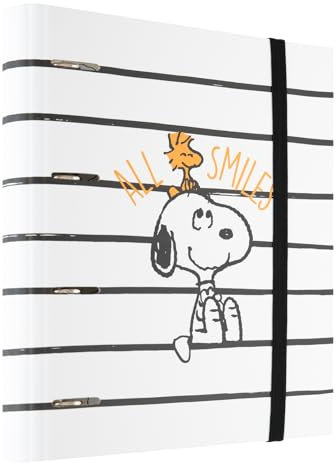 Grupo Erik Ringordner A4 Schmal 4 Ringe - Ordner A4 Schmal Premium Peanuts Snoopy Fanartikel Aktenordner 4 Ringe - A4 Ordner A4 Schmal - Ringbuch A4 Aktenordner A4 Büro Zubehör Schul Zubehör