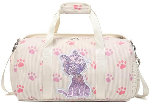 Sporttasche Kinder Mädchen Reisetasche für Mädchen Schulsporttasche Leicht Sport Trainingstasche Tanztasche 25L Kinder Sporttaschen Kordstoff
