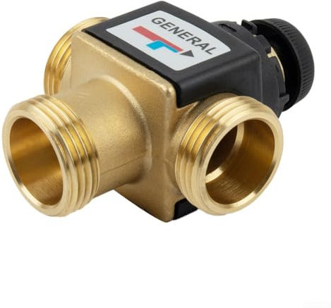 Zilimontt Thermostat-Mischventil, Messing, Kunststoff, 3-Wegeventil, Thermostatventil, Mischventil, Rot, 20mm, 25mm, DN20, DN25, 1 Zoll, Warmwasser, Fußbodenheizung