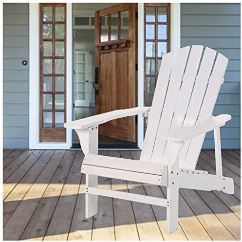 Adirondack – Chaise longue en bois pour extérieur, terrasse, cour, jardin, piscine, pergola classique inclinable pour plage, terrasse, balcon, meubles d'appoint intérieur/extérieur (blanc)