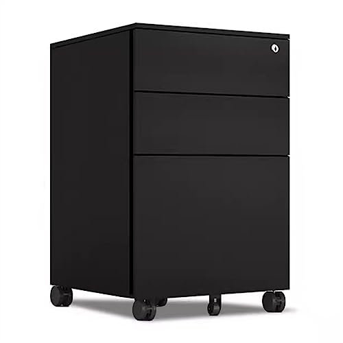 Armadietto mobile sotto la scrivania con serratura a 3 cassetti in metallo con tirante laterale in metallo bianco/nero cassettiera in ferro per casa e ufficio