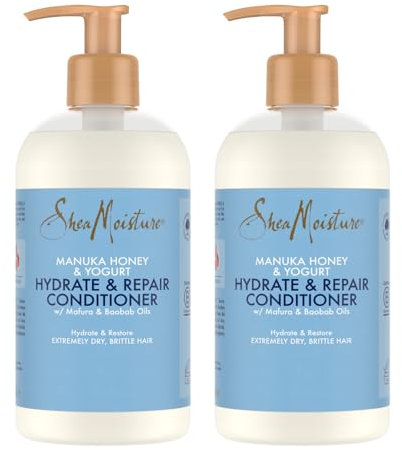 SheaMoisture Hydrate & Repair Conditioner für extrem trockenes und sprödes Haar Manukahonig & Joghurt natürlich frei von Silikonen und Sulfaten - 2 x 384 ml
