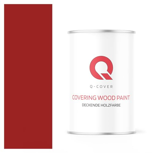 Q-COVER DECKENDE HOLZFARBE 1L SATIN Karminrot RAL 3002 RAL DECKFARBE HOLZLACK DECKLACK WETTERSCHUTZFARBE ALLE HOLZARTE OSB-PLATTEN INNEN AUßEN ca. 80-150 ml / m2