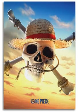 KFNICCE One Piece Straw Hat Pirate Flag Poster Poster Decorative Painting Canvas Wall Posters And Art Picture Print Modern Family Bedroom Decor Posters 08x12inch(20x30cm)