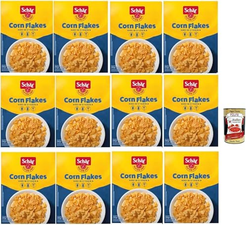 Italian Gourmet Schär Italian Gourmet Corn Flakes, fiocchi di mais | Cereali da colazione senza glutine e lattosio; mit Vitamin B, goldgelb, Gesamtnettogewicht 3 kg + Kostenlos Polpa 400g