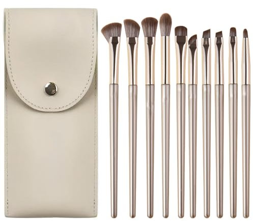 iCovalescent 10 PCS Pinceaux Maquillages Set, Pinceau Maquillage Pour Fond de Teint Blush L'anti-cernes Fard à Paupières Poudre Libre, Avec étui en Cuir