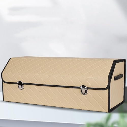 ZDDYUU Auto Kofferraum Organizer für Alfa Romeo 156 Saloon Sedan 156 GTA 1997-2008, Kofferraumtasche Aufbewahrungsbox für Autozubehör Autotasche Aufbewahrungs Faltbarer,A-Beige-75 * 32 * 30cm