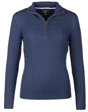 Rydale Ladies Quarter Zip Cable Knit Jumper Womens Chunky Knitted Sweater Long Sleeve Pullover Half Zip V Neck Jumpers