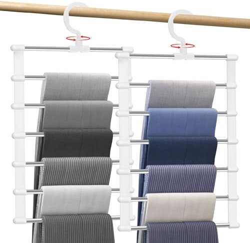 prota Hosenbügel Platzsparend, 2 Stück Hosenbügel Kleiderbügel Platzsparend, 6 in 1 Edelstahl Kleiderbügel Hosen Platzsparende Kleiderbügel für Hosen Kleiderschrank Schals Handtücher