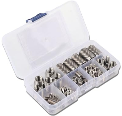 Gugxiom 50-teiliges Reparatur-Set aus Edelstahl, Gewindeeinsätze für Kunststoff/Metall, Gewindeverstärkungs-Reparaturwerkzeug M3/M4/M5/M6/M8/M10/M12/M14/M16 mit Aufbewahrungskoffer