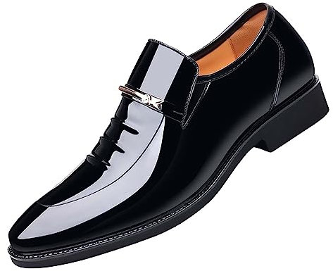 Zapatos Hombre Vestir,Mocasines de Vestir de Piel Sin Cordones Formales Moda Zapatos de Negocios Suelas Blandas Cómodos Zapatillas de Cuero Brillante Clásicos Colores Sólido 2025